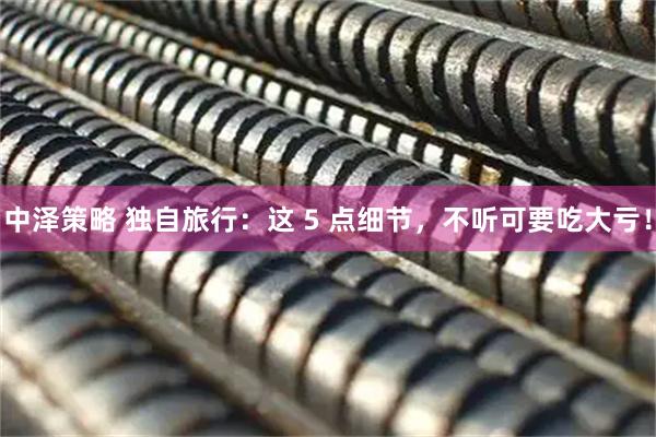 中泽策略 独自旅行：这 5 点细节，不听可要吃大亏！