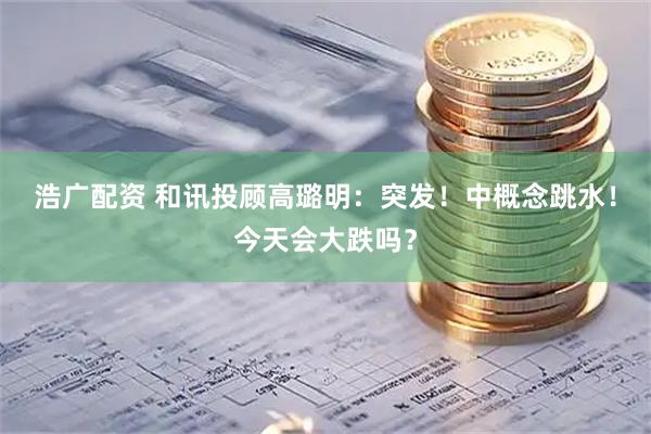 浩广配资 和讯投顾高璐明：突发！中概念跳水！今天会大跌吗？